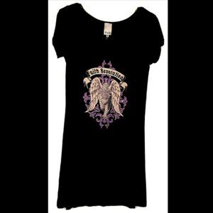 FAITH CONNEXION Dress Size M Graphic Black Winged Cougar Stretch Knee-Length